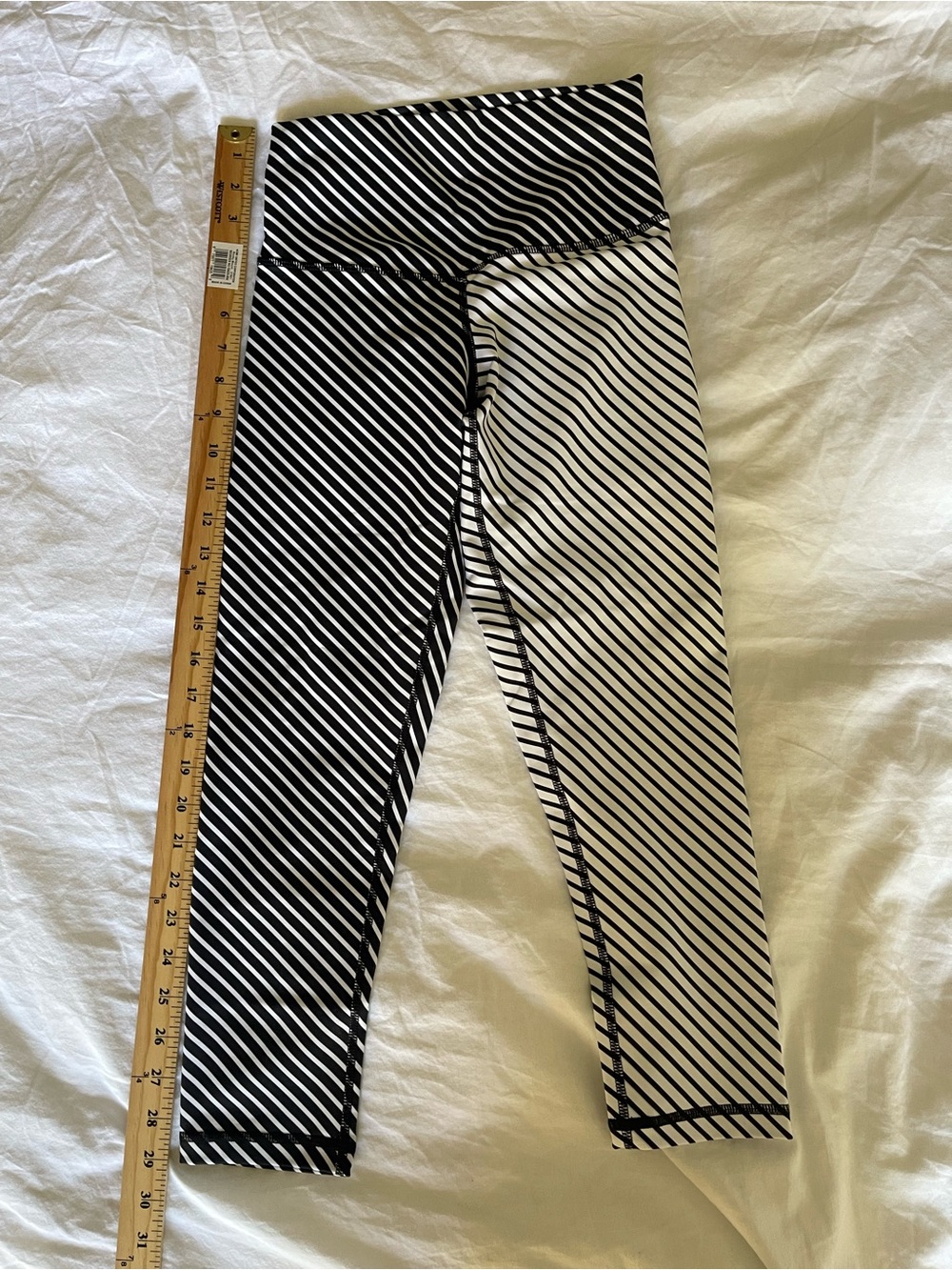 DYI size S Black & White Striped Leggings, NWOT